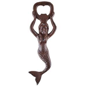 Large Reproduction Cast Iron Mermaid Bottle Opener Rust
